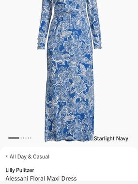Lilly Pulitzer Blue and White Floral Maxi Dress